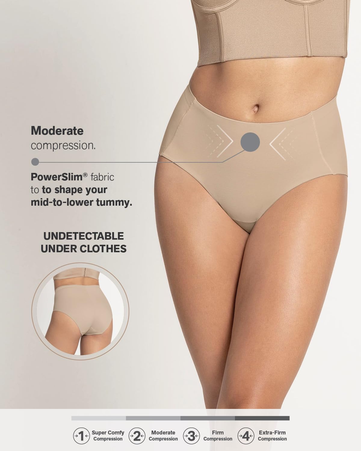Leonisa Seamless Mid-Rise Moderate Compression Classic Underwear for Women - Tummy Control No Show Panties - Image 5